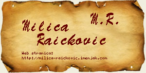 Milica Raičković vizit kartica